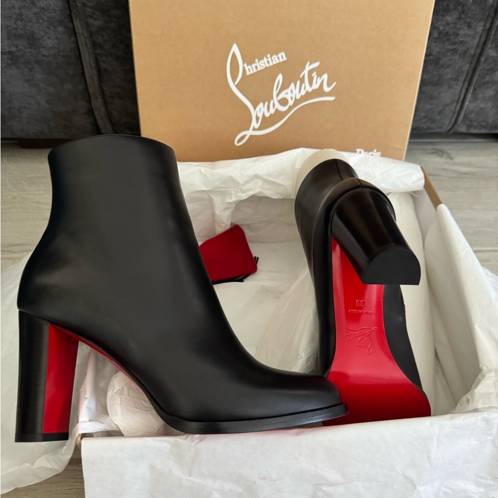 New! Christian Louboutin Black Heeled Boots with Red Soles